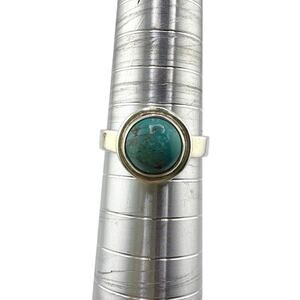 Blue Green Turquoise Sterling Silver Ring Artisan Jewelry 8.5